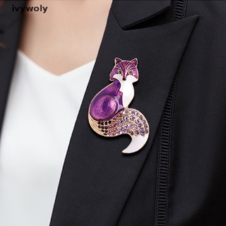 Ivywoly Rhinestone Enamel Fox Brooches For Women Animal Party Causal Brooch Pins Gifts MX