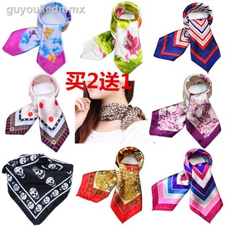 ✺Bufanda cuadrada pequeña 50 bufandas de seda de simulación Versión coreana de bufandas pequeñas decorativas salvajes bufanda decorativa babero impreso bufanda de gasa juvenil