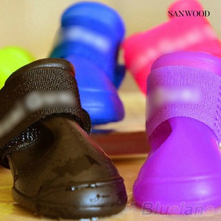 sanwood 4Pcs Pet Shoes Dog Waterproof Rain Boots Booties Rubber Shoes Candy Colors