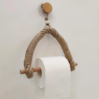 Vintage Towel Hanging Rope Toilet Paper Holder / Nail-free Sticker Towel Rack /Wooden Hook Paper Towel Rack Bathroom Toilet Accessories Set Paper Holder Bracket