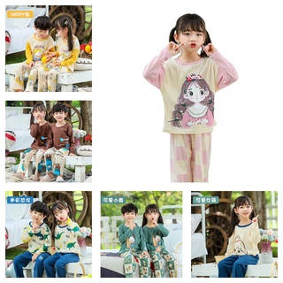 Niños y niñas de dibujos animados otoño ropa otoño pantalones sueltos de manga larga pijamas de dos piezas conjunto