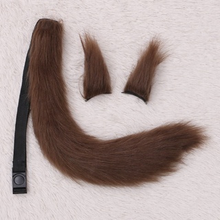 sunb orejas de animales clips de pelo cola peludo cosplay headwear hecho a mano disfraz de halloween (9)