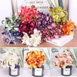 valorar 7 jarrón de cabeza orquídea de seda para el hogar ramo de flores artificiales festival suministros boda diy decoración vintage flor falsa/multicolor (4)