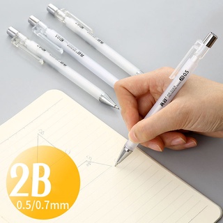 1Pc, 0,5 mm, lápiz mecánico blanco de 0,7 mm, lápiz mecánico 2B, con borrador, papelería, suministros escolares