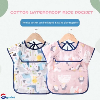 Blusa de algodón para niños babero fino de summer bolsillo de arroz y de guías de toalla de saliva de alimentación impermeables