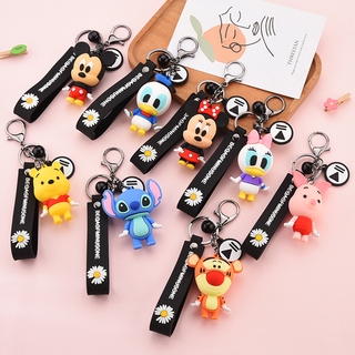 Silicone Keychain with Chrysanthemum and Mickey and Minnie Pendant Car Key Pendant Backpack Accessories Small Gift (2)