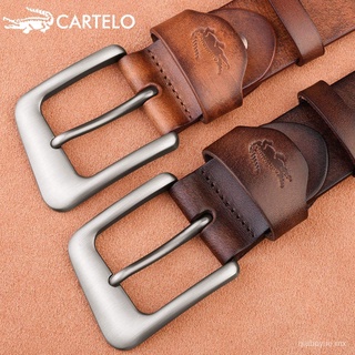 Cinturón de hebilla de Pin para hombre capa superior pura Vintage de piel de vaca Casual cinturón versátil con correa de Jeans