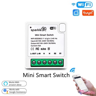 Tuya MINI Wifi Smart Switch 16A 2 vías Control temporizador interruptores inalámbricos Tuya/Smart Life APP trabajar con Alexa Google Home lele
