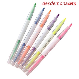 desdemona 6 colores de doble cabeza resaltador pluma fluorescente marcador arte dibujo papelería