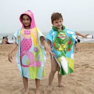 Toalla de playa para niños, niñas, sirena con capucha, toalla de baño, toalla de piscina con capucha, 70 cm (1)