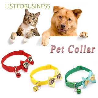 listbusiness precioso collar de mascotas campana gato collar gato collar bowknot cuadros fácil desgaste gato corbata ajustable para cachorro gatito mascotas suministros/multicolor