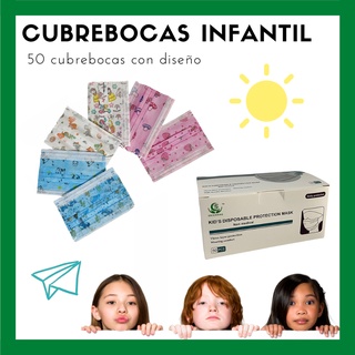 CUBREBOCAS INFANTIL TRICAPA 50 PIEZAS