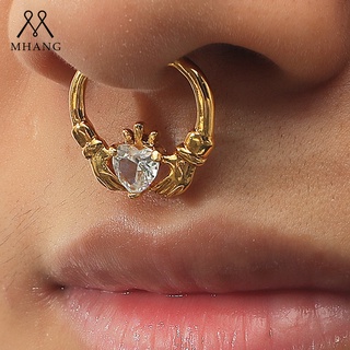 [mhang]anillo De nariz falso de Metal Multicolor decoración de nariz creativo no perforado anillo de aro de nariz