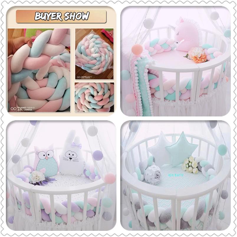 300/400cm Baby Bed Bumper Soft Knot Pillow Newborn Crib Bumper Bed Baby Cot Protector Plush Baby Bedding Cushion (6)
