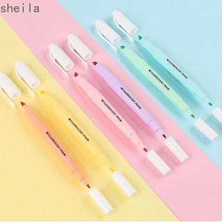 SHEILA Kids Double Head Stationery Markers Pen Fluorescent Pen 6Pcs/Set Gift Candy Color Office Supplies School Supplies Student Supplies Highlighter Pen