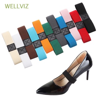 WELLVIZ 1 par de zapatos de moda banda de Color sólido zapato de encaje correas de zapatos de las mujeres Anti-derrodilla de la celebración de alta elasticidad suelta tacones altos/Multicolor