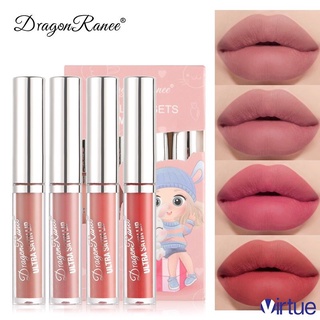 4PCS Lip Glaze Velvet Matte Lipstick Waterproof Long Lasting Lip Glaze Lip Gloss ◥+