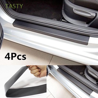 tasty 4pcs práctico 3d fibra de carbono universal antiarañazos coche puerta placa pegatina auto negro protector caliente alféizar cubierta