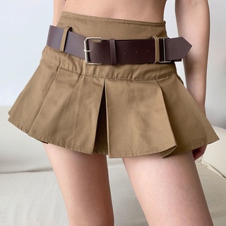 【inventario disponible】Falda plisada corta estilo universitario de cintura alta femenina ultra corta A-line