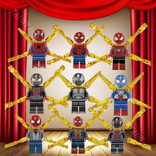 Compatible con figuras Lego Spiderman Marvel Spider-Man bloques de construcción ladrillos juguetes de educación para niños niña niño juguete batalla armadura Spider Man regalos de cumpleaños MiniFigures Legoing juguetes