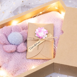 Coreano Retro flor seca tarjeta de felicitación hecha a mano DIY gracias cumpleaños deseos tarjetas (7)