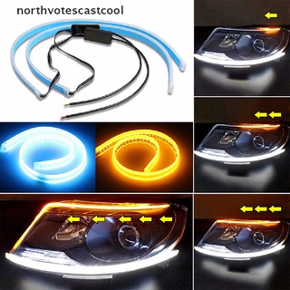 Northvotescastcool 2X 45cm LED Interruptor Delantero Secuencial DRL Tira De Luz Tubo Azul Y Amarillo NVCC