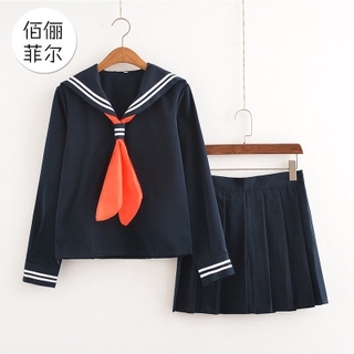 2pc/1set japonés uniforme escolar niñas clase de manga larga marino marinero uniformes escolares Cosplay (6)