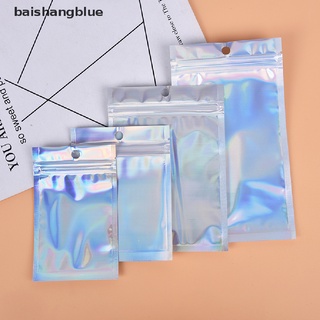 bbmx 10 bolsas iridiscentes con cierre de cremallera de plástico cosmético láser holográfico bolsas de cremallera gloria