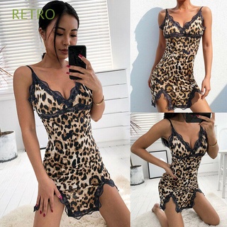 RETRO Nuevo Leopard Print lenceria Sexy Sexy ropa interior de encaje Camison Mujeres Eyelash Lace Hot Babydoll Ropa de dormir