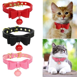youwen collares de cuero para gatos hebilla bowknot collar perro collar suministros mascotas cachorro gato accesorios campana ajustable colgante/multicolor