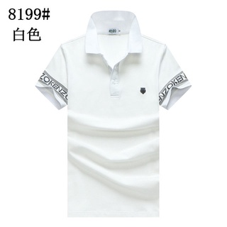 KENZO men formal black white navy-blue short-sleeve polo-shirts men summer high quality cotton casual lapel office buisness polo-shirts