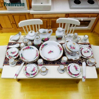 [venta caliente] 40 unids/Set 1:12 casa de muñecas miniatura vajilla porcelana cerámica taza de té platos