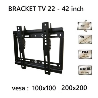 22 inclinación TV soporte de pared 22 24 27 32 37 42 en Vesa 200