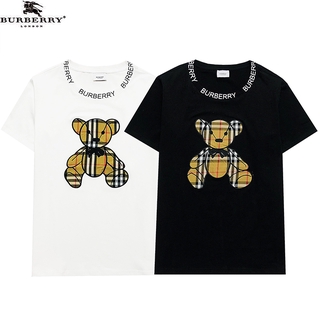 [Ready Spot] Original Burberry 2021 New Product Cute Bear Embroidered Logo Printed Short-Sleeved Fashionable and Generous Black and White Two-Color T-Shirt