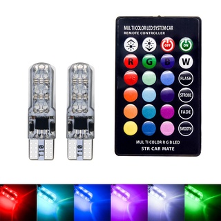 < Sale > 2 Bombillas T10 W5W 5050 6SMD RGB LED De Coche Con Control Remoto