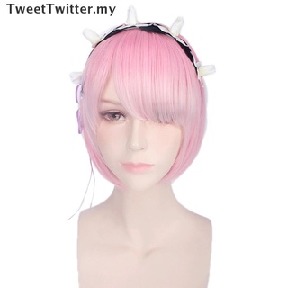 [TweetTwitter] Hajimeru Isekai Seikatsu Rem Ram Twins Blue Pink Cosplay peluca +Pins Party New MY