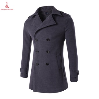 Zacard hombres doble botonadura Outwear abrigo de tela de lana cálido cortavientos (1)