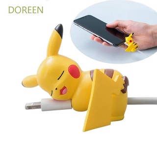 Doreen Cosplay accesorio USB Cable enrollador Universal Cable de datos cubierta Pikachu Cable Protector bolsillo Pokemon lindo mordida Cables de teléfono móvil para auriculares de dibujos animados USB funda protectora/Multicolor