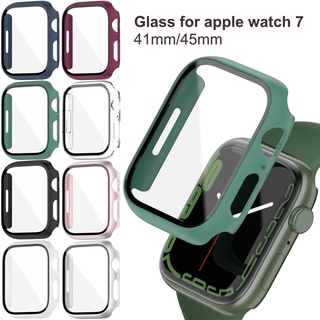 Vidrio + Cubierta De Reloj Para Apple Watch Series 7 Caso 41 Mm 45 Duro Mate PC Parachoques Protector De Pantalla Completa