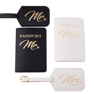 brroa 1set cuero pu equipaje etiqueta mr./sra. pasaporte caso para parejas luna de miel viaje organizador
