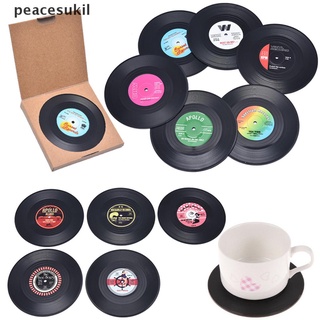 [peacesukil] 2/4/6 piezas retro cd record redondo antideslizante resistente al calor posavasos decoración del hogar [peacesukil]