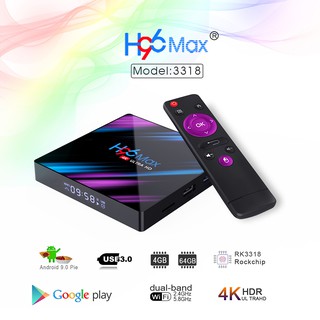 2021 H96 Max RK3318 Android TV Box Android 9 Smart TV Box Max 4GB RAM 64GB ROM Google PlayStore Youtube 4K Set top Box