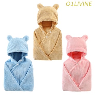 O1LI Baby Cartoon Cute Bear Animal Hooded Bath Towel Ultra Soft Absorbent Bathrobe