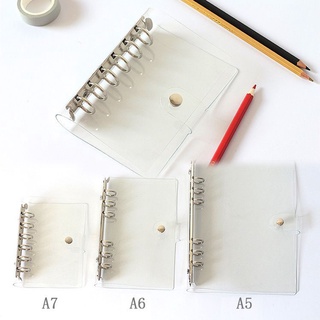 Nueva carcasa de hoja suelta de PVC de 6 agujeros transparente para cuaderno A5/A6/A7 funda manual