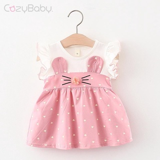 Faux-2 lindo bebé niña vestido de verano conejo diseño de manga corta bebé princesa vestido