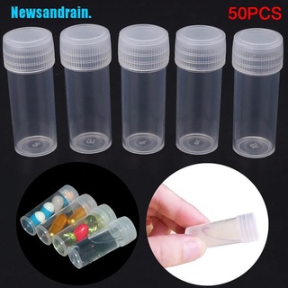 [G]50Pcs Plastic Bottle Sample Jar 5G Small Barrel Vials Capsule Storage Container