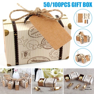 caja de regalo de papel vintage mini maleta caramelo regalo caso para viaje tema fiesta boda cumpleaños
