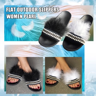 mujer moda casual perla deslizamiento en zapatos planos al aire libre zapatillas de playa