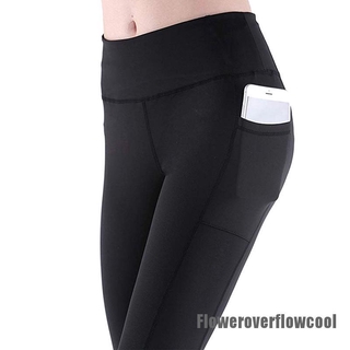 fcmx mujeres pantalones de yoga gimnasio fitness deportes cintura elástica delgada legging con bolsillo (1)