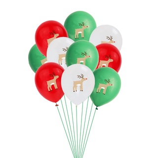 12 pulgadas globo de látex de navidad rojo verde árbol de navidad santa claus impreso globo decoración de navidad (7)